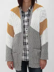 Roxy Open Weave Chevron Cardigan Sweater Sz XS