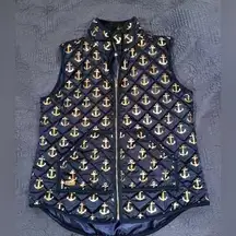 Simply Southern  Anchors Vest, size XL. Navy blue and gold. Quilted style.