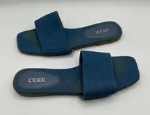 CIDER Minimalist Single Band Slippers Blue Denim Sandals Women's 38
