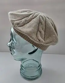 Charter Club Luxury Cashmere Taupe Beige Cable Knit Beret