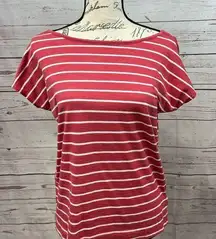 A245-Chaps large red and white stripped t shirt