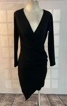 Adelyn Rae long sleeve little black asymmetric hem body con dress size medium