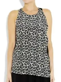 3.1 Phillip Lim Tank Top Womens 2 Black White‎ Animal Print Layered Silk