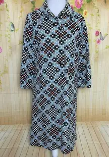 VINTAGE Blue and Brown Checkered Pattern Dress