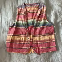 Vintage Striped Multicolor Button-Up Vest