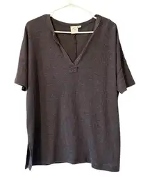 White Crow Shirt Women Size Small‎ Ribbed Knit Short Sleeve V Neck Preppy Modern