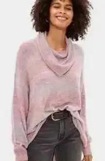 American Eagle Sweater XL Cowl Neck Pink Purple Ombre Knit Pullover Oversized