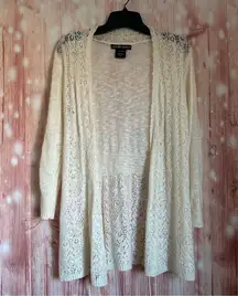 United States Sweaters Cream Crochet Trim Flyaway Cardigan