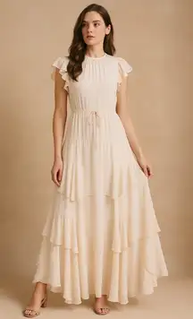 LoveShackFancy Tiered Ruffle Maxi Dress Small Ivory Coquette Bridal Fairy Soft