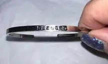 MantraBand Silver Tone “Blessed” Thin Cuff Bracelet