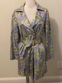 J. McLaughlin Silk Paisley Print Trench Coat