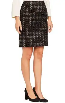 J. McLaughlin Black & Gold Tweed Skirt Size 6