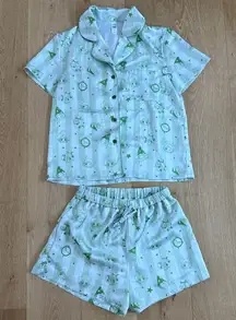 Cider Sleep PJ Shorts Set Peach Riot Dream in Tune Gigi Size XS Green White