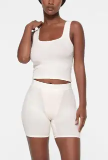 Skims Cotton Rib Boxer in Marble, Size XXS