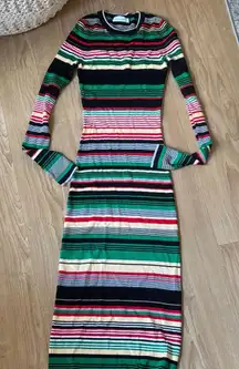 Paco Rabanne Rabanne Striped Rib-Knit Maxi Dress