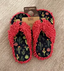 Lazy One Pink Spa Slippers with Cactus Pattern