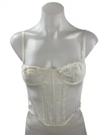 Urban Outfitters Out From Under White Lace Up Corset Bustier Cami Tank Top Sz S