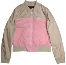 Members Only Women's Pink Beige Color Block Cafe Racer Light Bomber Jacket M