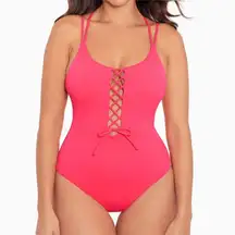 NWOT Skinny Dippers by MiracleSuit Swimsuit One Piece Suga Babe Lace Up Swimsuit