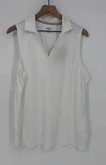 Puma Cloudspun‎ Coast Golf Polo Shirt Womens XL White Logo UPF 40 Sleeveless