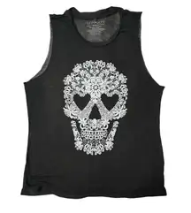 Fifth Sun Black Sheer Skull Tank Top size Medium