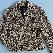 NWT Dana Buchman Leopard Print Knit Wool Blazer Jacket
