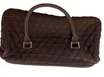 Vera Bradley simple basic solid quilted brown two handle purse handbag minimal