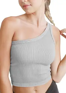 Women Seamless Vintage One Shoulder Crop Top