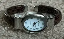 Eikon women’s vintage silver stainless leather bangle bracelet‎ watch one size