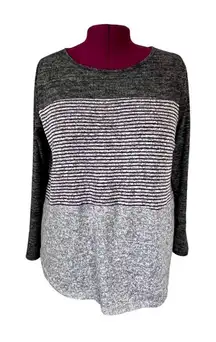 St. John’s Bay Soft Striped Tunic Lightweight Sweater Gray‎ Plus Size XL