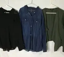 Torrid Size 3 Long Sleeve Tops Casual/ Professional Black Olive Green Denim