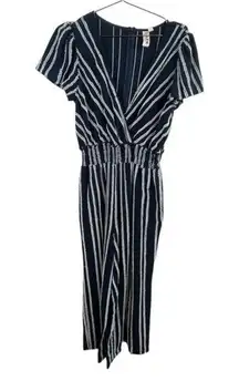 Anthropologie  Dolan Navy Striped Canovas Cotton Wide Leg‎ Jumpsuit