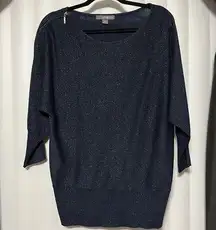 Forever 21 Twentyone dressy Royal blue sparkly sweater, functional Zipper going one sleeve,