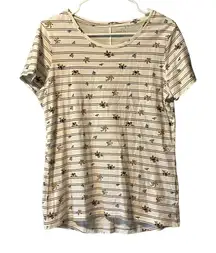 Duluth Trading Co. Womens Size Small White Striped Floral‎ Shirt Cotton Casual