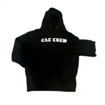 Independent Trading Company Womens Large Hoodie Solid Black Cat Crew Sweatshirt