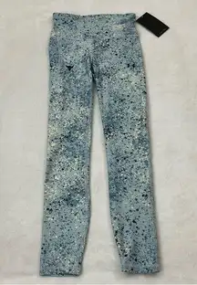 Under Armour Project Rock Compression Heatgear Blue Splatter Yoga Pants Women XS