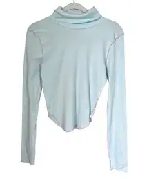 BDG Urban Outfitters Women’s Sz L Lightweight Turtleneck Baby Blue Pink Trim NWT