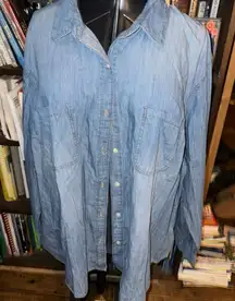 Ana denim minimalist 3X New classic jean button down shirt