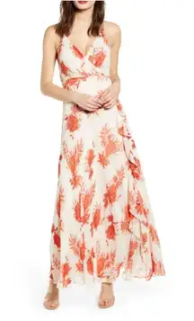 Astr the Label Holland Strappy Floral Ruffle Wrap Maxi Dress