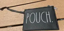 Rae Dunn Makeup Bag Zippered Pouch Tassel Black Spell Out Wristlet Cosmetic NWOT