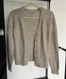 ZARA Beige Oatmeal Cardigan Sweater 