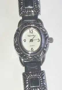 Infinity Silver Tone & Black Boho Band Watch Wristwatch NEW BATTERY