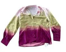 Ombre Shirt Womens For The I-N-S-E Long Sleeve‎ Button Down Casual Top