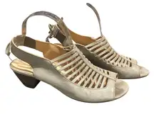 Paul Green Trisha Cage Sandals Open Toe Slingback Leather Beige UK 6 US 8.5