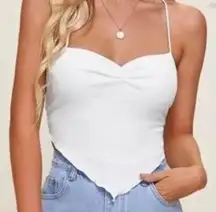 White Lace Up Back Crop Top