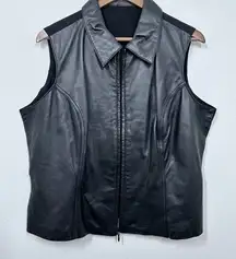 Wilsons Leather Black Collared Full Zip Women's Vest Casual Chic‎ Winter Size 2X