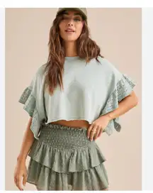 NWOT Altar'd Kaia Crochet Flutter Sleeve Top