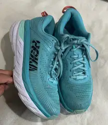 Hoka Bondi  7 Women's Aqua Athletic Shoes