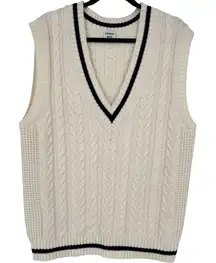 Aritzia SUNDAY BEST Winston V Neck Cable Knit  Sweater Vest Cream Size Medium