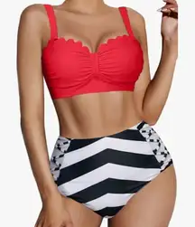 Avidlove Red and Black Bikini with Bold Contrast and Modern Style